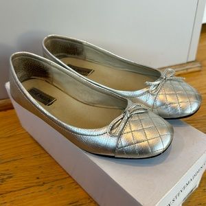 Steve Madden Tipie Ballet Flats, Silver, Size 7.5